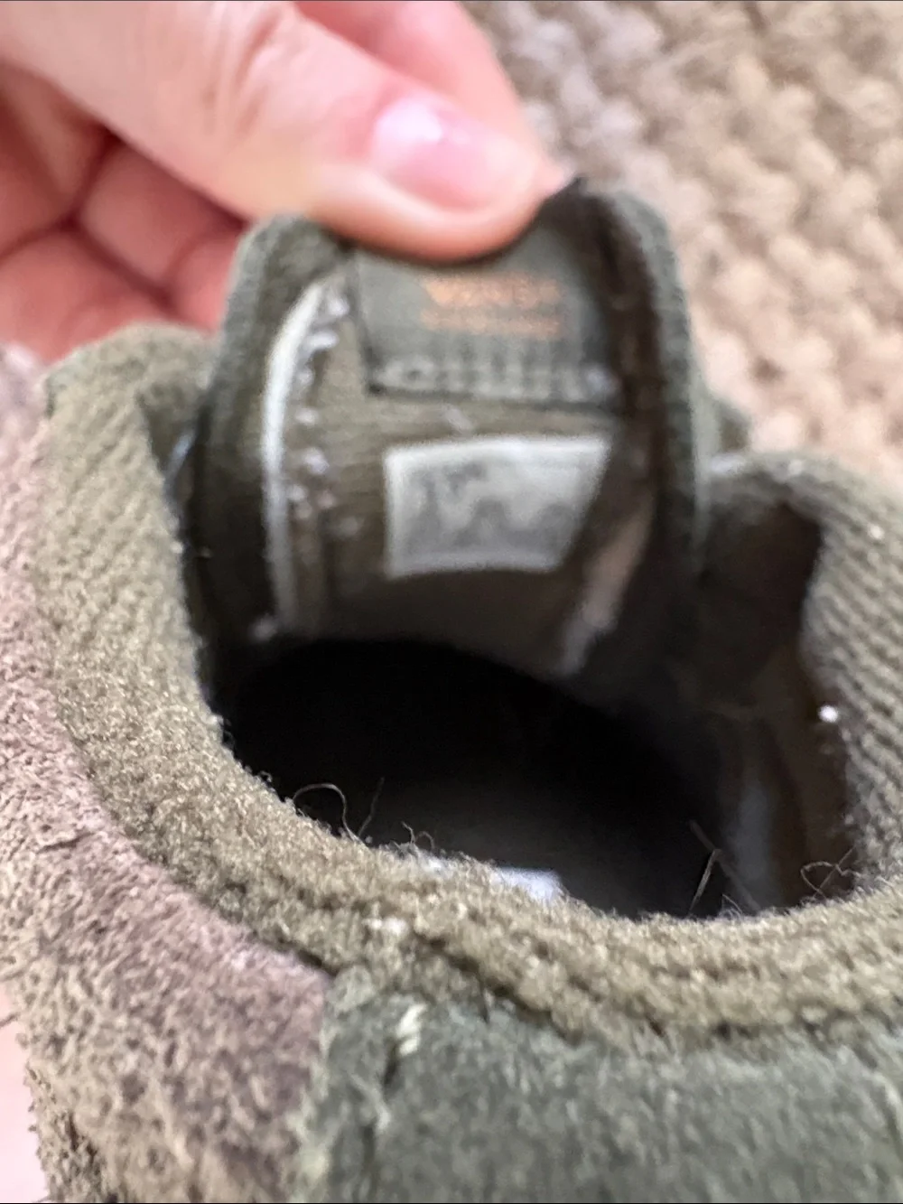 Vans Kids Olive Green Suede Sneakers with Brown Stripe